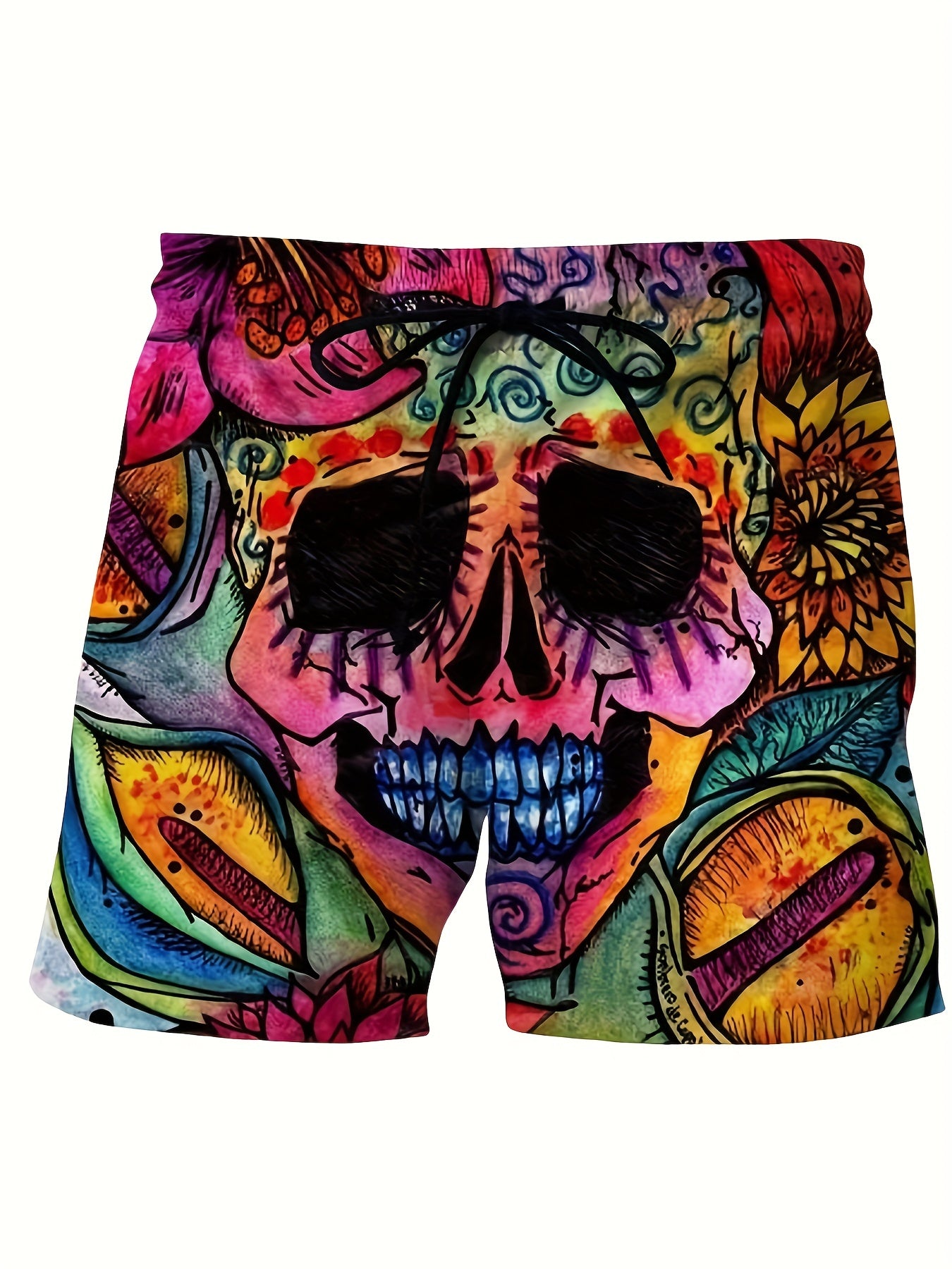 Men's Skull Sketch Drawstring Shorts for Outdoor Activities