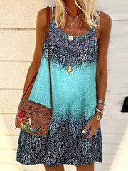 Floral Print Cami Dress Ethnic Style Sleeveless Dress For Spring & Summer