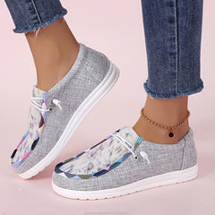 Women's Lace Up Canvas Shoes Casual Slip On Flat Shoes Lightweight