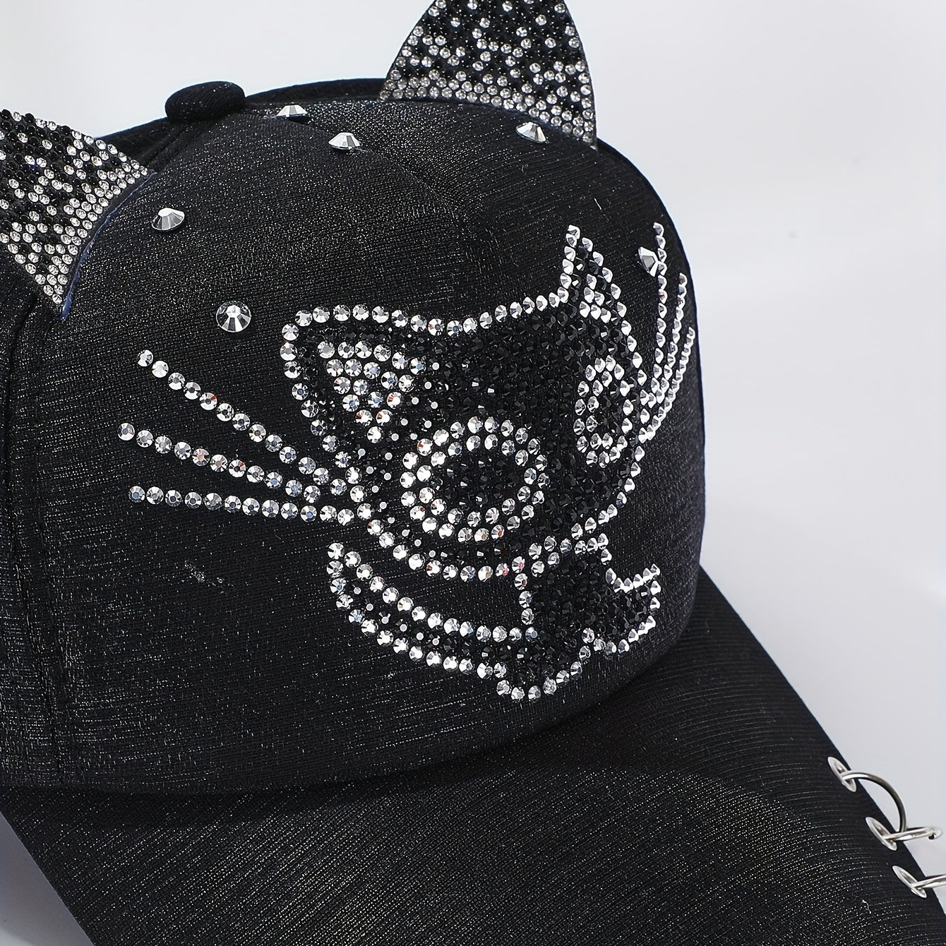 Rhinestone Cat Ears Baseball Cap Sun Hat Cartoon Lightweight Golf Dad Hat