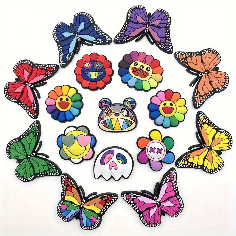 16pcs Cartoon Shoe Charms For Clogs Bubble Slides Sandals Shoe Decorations