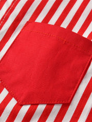 Boys Christmas Striped Bow Tie Overalls Set