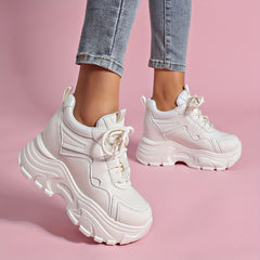 Women's Lace Up Platform Chunky Sneakers Thick Sole Walking Shoes