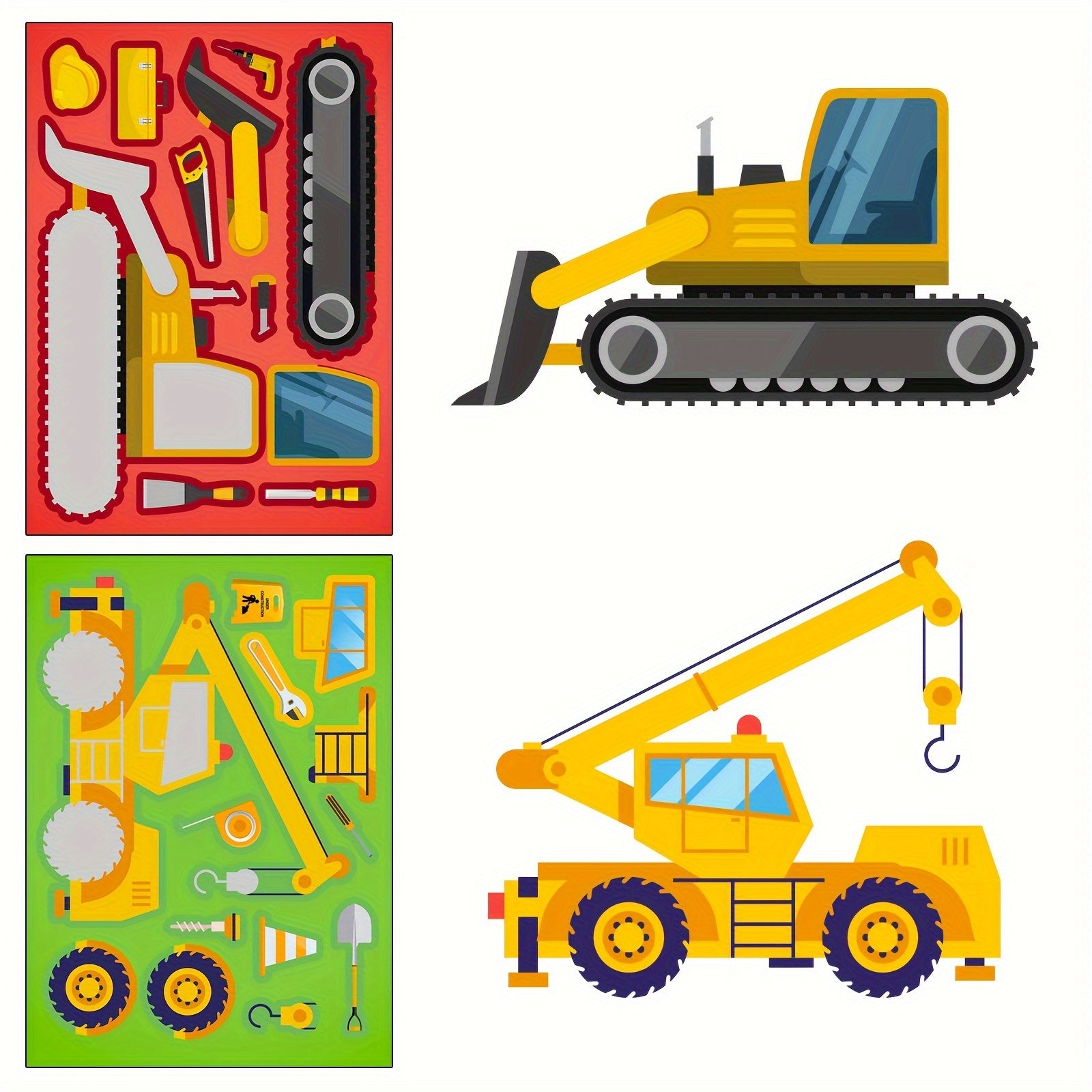 6 Engineering Vehicles Puzzle Sticker Games