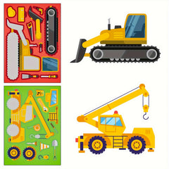 6 Engineering Vehicles Puzzle Sticker Games