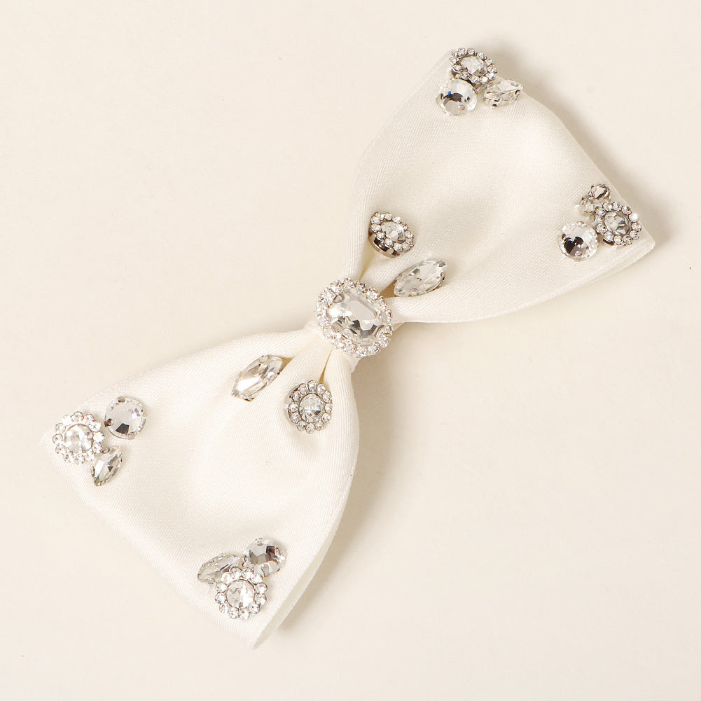 Fabric Rhinestone Bow Hair Clip Solid Hair Clip Hair Accessories