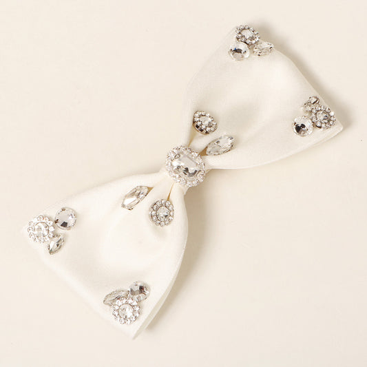 Fabric Rhinestone Bow Hair Clip Solid Hair Clip Hair Accessories