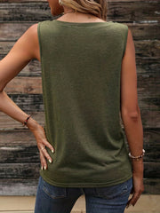 Casual V Neck Tank Top with Pocket for Women