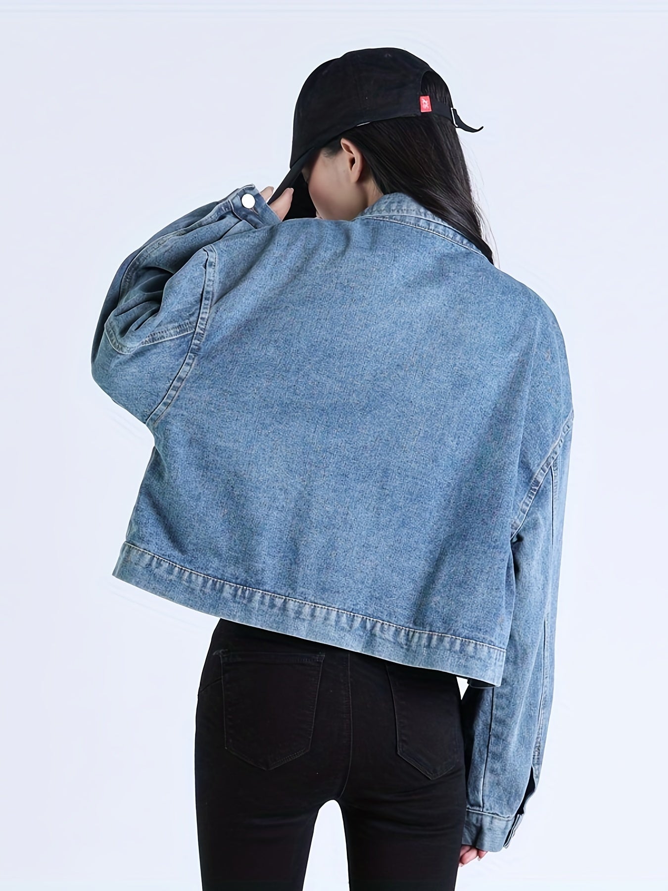 Long Sleeves Denim Jackets Zip Front Coats Women's Denim Clothing