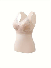 Lace Thermal Underwear V Neck Sleeveless Top Soft & Comfortable