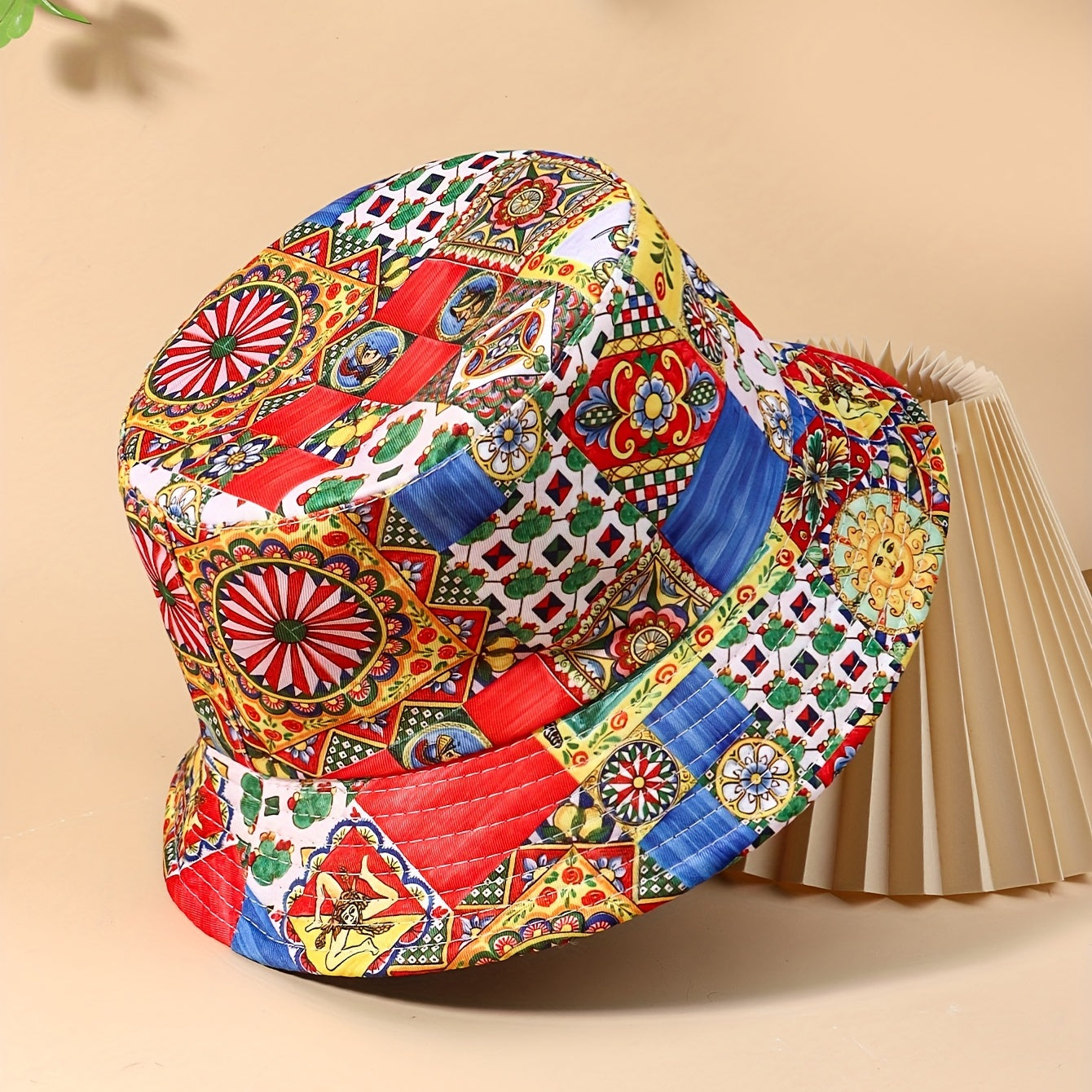 Boho Sunflower Print Bucket Hat Vintage Y2K Basin Hat Classic Lightweight