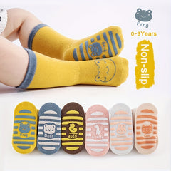 3 Pairs Cartoon Animal Knit Floor Socks for Toddlers
