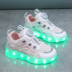 Boys LED Sneakers USB Chargeable Breathable Non Slip Shoes