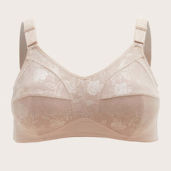 Floral Jacquard Mesh Seamless Bra Plus Medium Stretch Bra