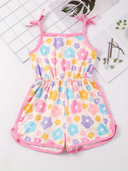 Toddler Girls Flowers Graphic Shoulder Bow Cami Rompers