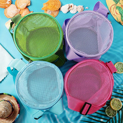 4pcs Beach Toys Mesh Bag Shell Collecting Bag Adjustable Straps Zipper