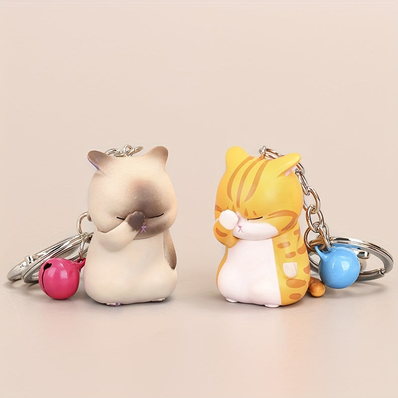 Cartoon Cat Keychain Chubby Kitten Keyring Bag Purse Ornament Pendant