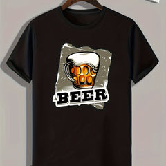 Beer Print Men's Graphic T shirt Casual Comfy Tees For Summer