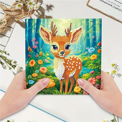 12 Pieces DIY Round Rhinestone Crystal Painting Christmas Card Art Set