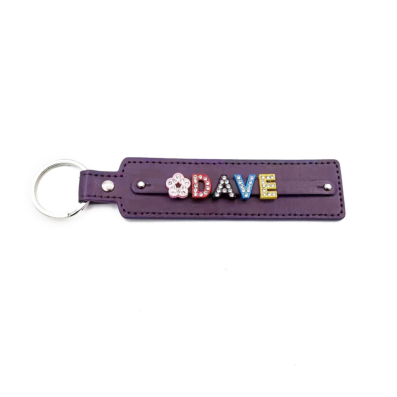 Custom Pet Memorial Keychain with Colorful Letters and Rhinestone String