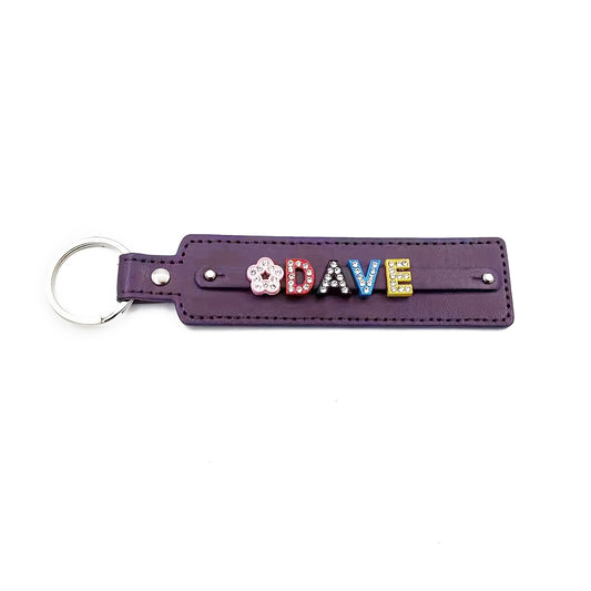 Custom Pet Memorial Keychain with Colorful Letters and Rhinestone String