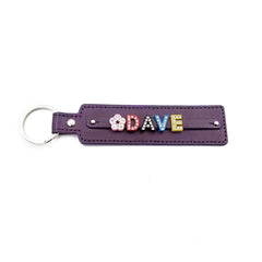 Custom Pet Memorial Keychain with Colorful Letters and Rhinestone String