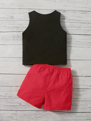 Baby Boy's Tree Print Vest & Shorts Set Summer Outfit