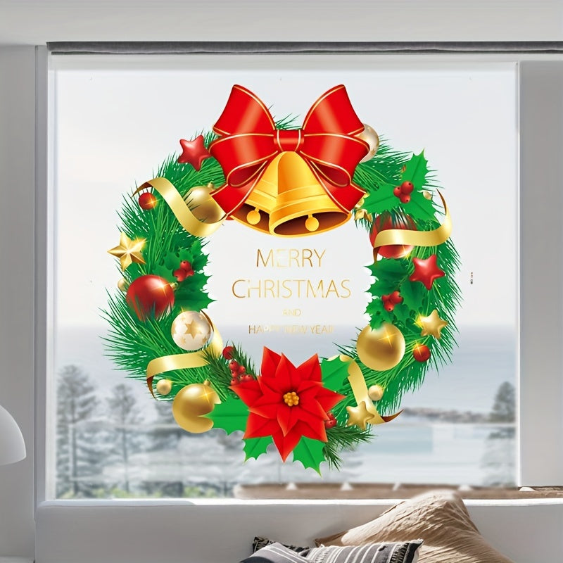Colored Christmas Wreath PVC Window Stickers