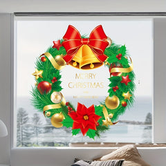 Colored Christmas Wreath PVC Window Stickers