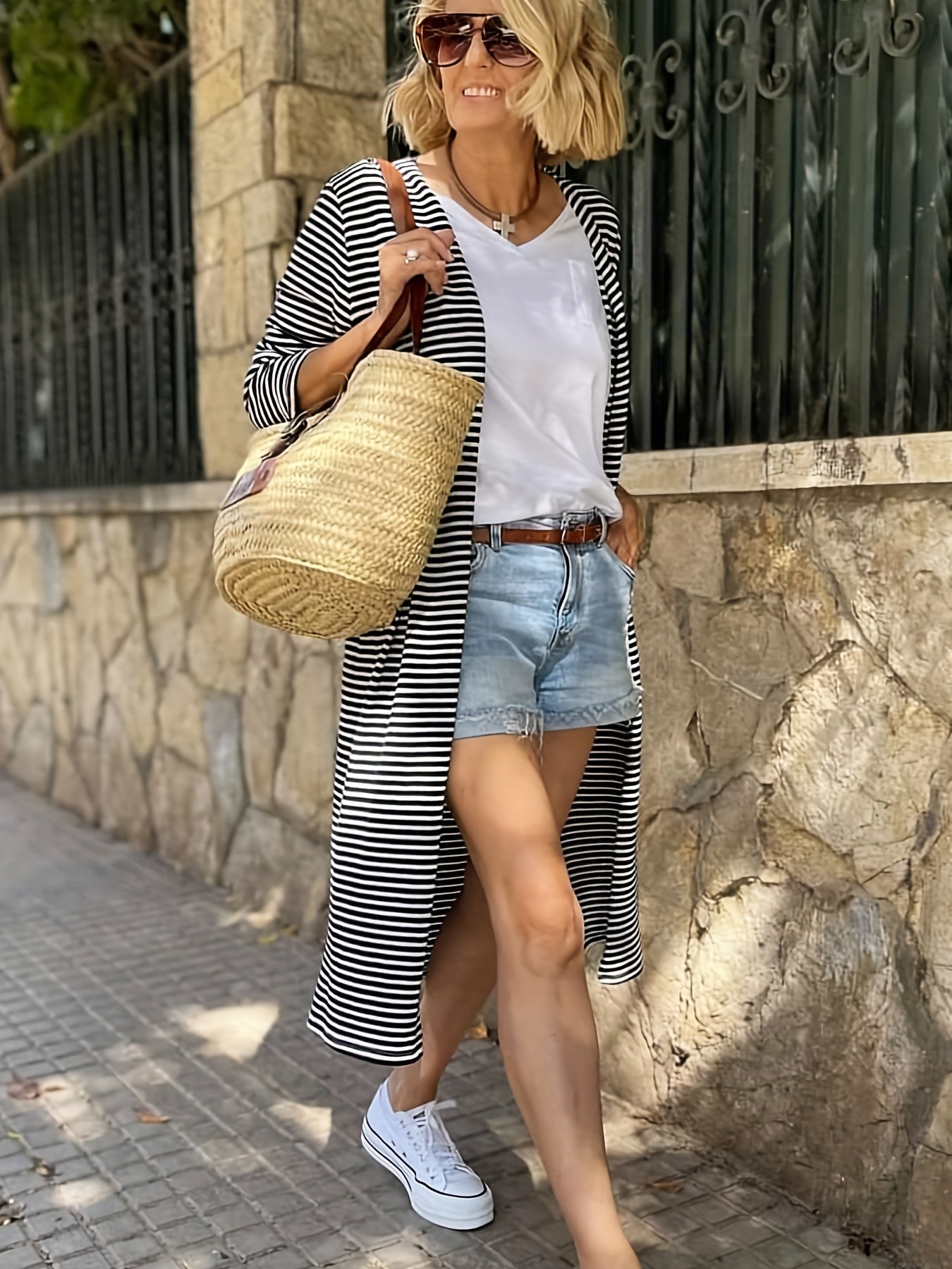 Striped Long Sleeve Cardigan