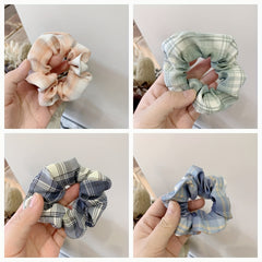 10pcs Plaid Hair Tie Elastic Ponytail Holder Hair Accessories For Women Girls