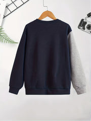 Boys Stylish Eagle Print Sweatshirt Long Sleeve Crew Neck Top