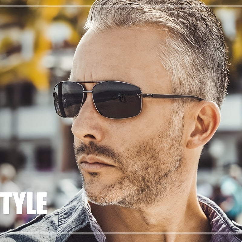 Men's Vintage Square Frame Polarized Sunglasses for Outdoor Cycling