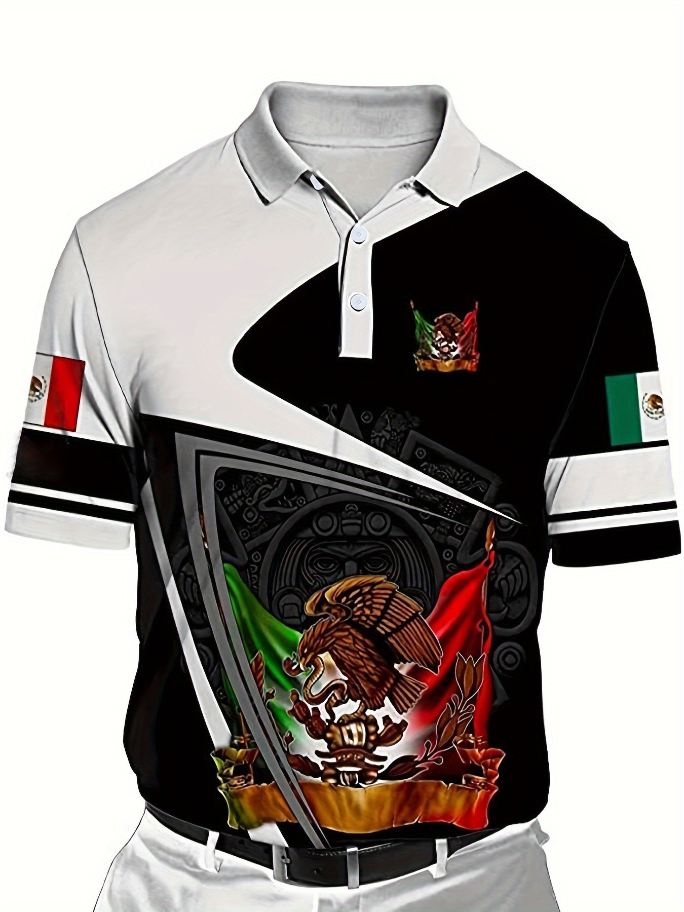 Eagle Snake Block Pattern Men's Casual Fit Shirt