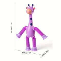 4pcs Giraffe Telescopic Suction Toys Deformed Giraffe Cartoon Telescopic Toys