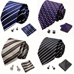 Men's Striped Tie, Handkerchief Set Business Formal College Necktie