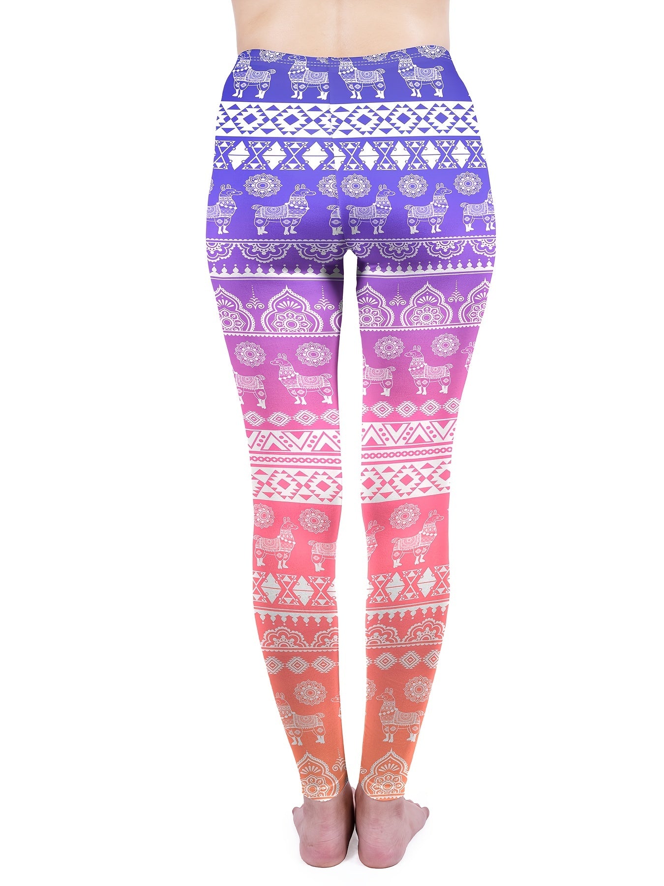 Gradient Print Skinny Leggings Stretchy High Waist Yoga Leggings