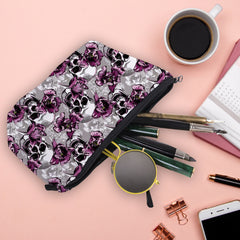 Purple Floral Gothic Makeup Bag and Skull Mini Bag