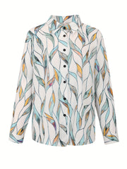 Floral Print Long Sleeve Button Up Shirt Top