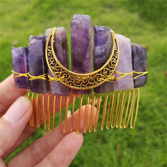 Crystal Quartz Mermaid Hair Comb Natural Stones Hair Accessories