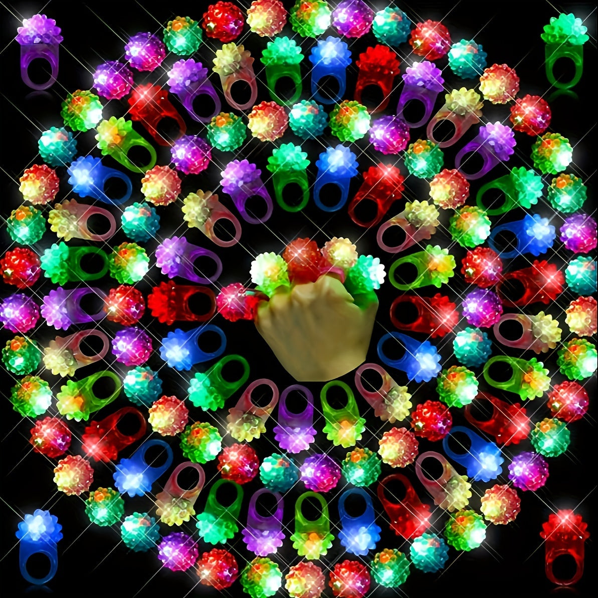 Luminous Ring 6 Colors Mix, 6-90pcs Birthday Party Halloween Christmas Gift