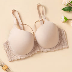 Sexy Bra Solid Lace Molded Cup High Stretch Comfort Bra