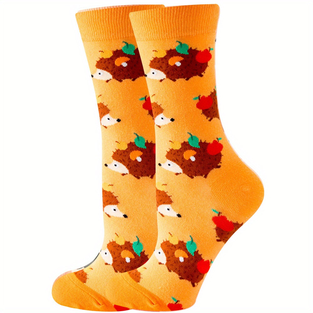 Hedgehog Print Socks Women's Mid Tube Stockings