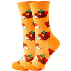 Hedgehog Print Socks Women's Mid Tube Stockings