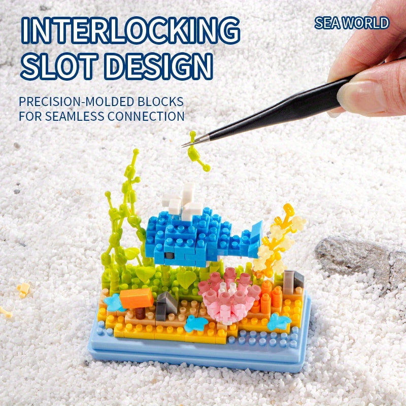 Ocean Animal Building Blocks Toy Set with Dust Cover