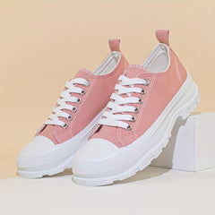 Women's Platform Canvas Shoes Lace Up Low Top Sneakers