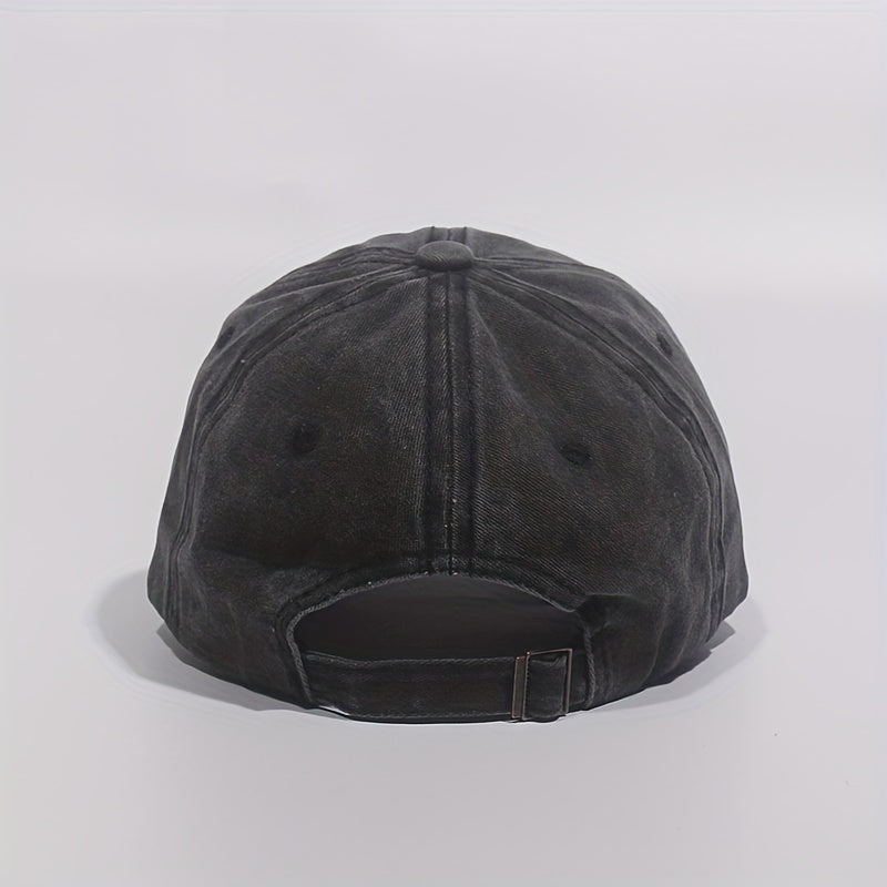 Washed Alphabets Embroidery Baseball Cap Breathable Peaked Cap