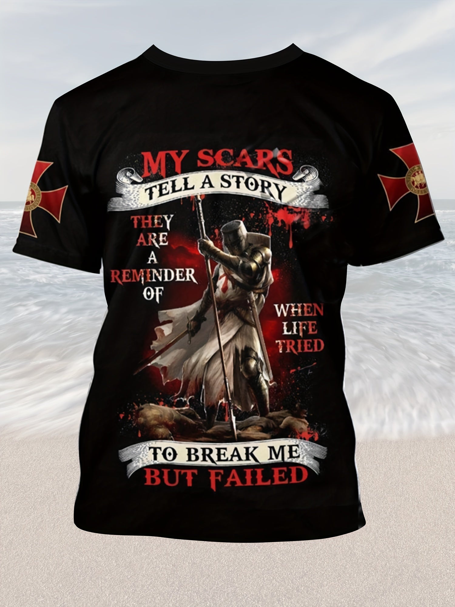 Soldier Pattern Print Men's Short Sleeve Comfy T-Shirt Graphic Tee