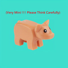 5pcs Mini Building Block Pink Piglet Farm Decoration DIY Animal Park
