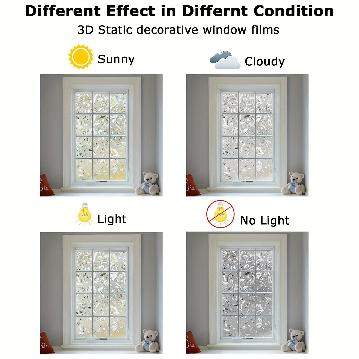Tulip Window Stickers - Frosted Prism Film for Privacy and UV Protect